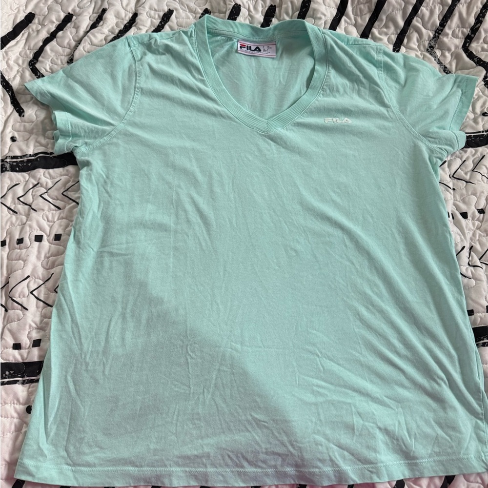 FILA Women's Mint Green V-Neck Top
